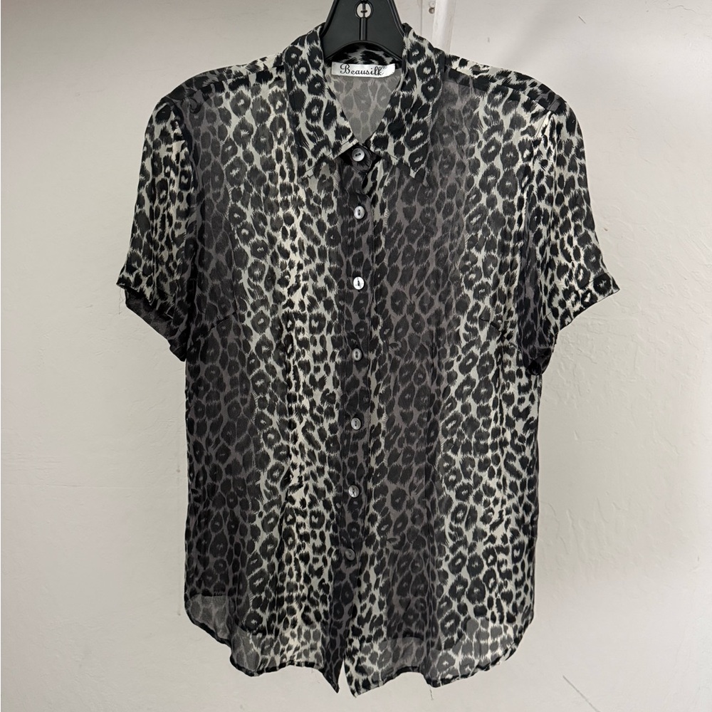 Bundle 3 for 50% off 1990s or Y2K Beausilk Delicate Silk Leopard Print Blouse
